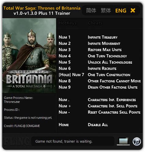 thrones of britannia cheats|Total War Saga: Thrones of Britannia Trainer .